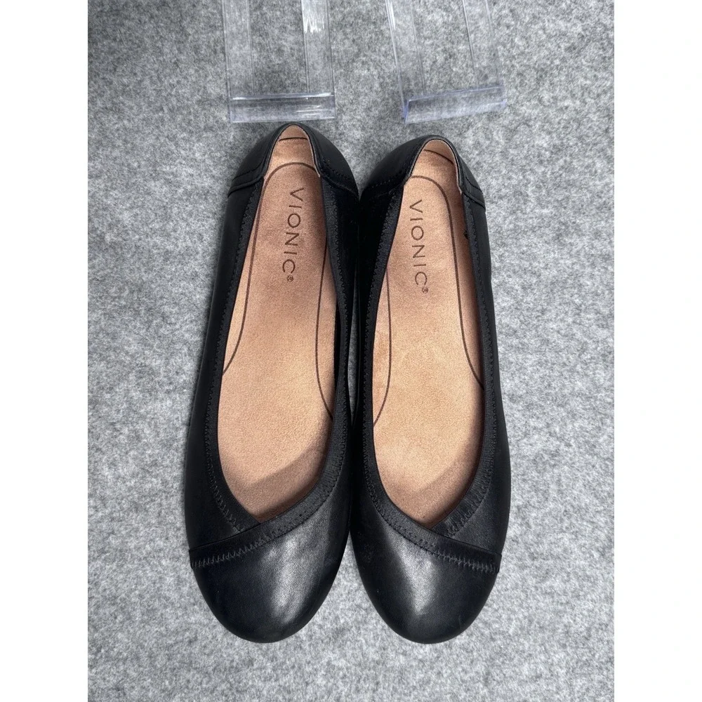 Vionic Caroll Ballet Shoes Black Leather Women's Size 8 - Picture 3 of 10